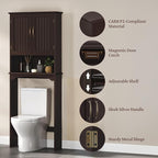 Yaheetech Over The Toilet Storage with 2 Doors & Adjustable Shelf, Free Standing Toilet Rack Wooden Space-saving Collect Cabinet, Bathroom Furniture, 9Dx24.5Wx66H Inches, Espresso