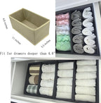 Bructhun Sock Drawer Organizer 6 Pack - Collapsible Fabric Storage Bins for Underwear Divider, Small Closet Organizers with 6 Compartments, Khaki