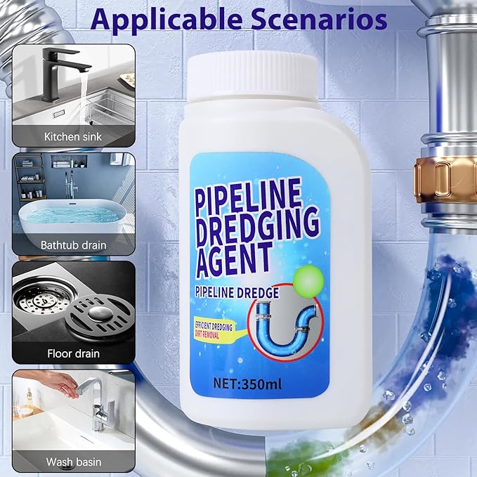 Pipeline Dredging Agent, 350ml Drain Clog Remover Agent,Kitchen Unblocker, Powerful Pipe Unclogger Powerful Sink And Drain Cleaner Powder for Kitchen Quick Cleaning