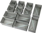 Fordonral Drawer Organizer Clothes, Foldable Fabric Dresser Organizer Closet Organizers and Storage Box for Underwear,Folded Clothes,Baby Clothing,Socks,Bra,Towels,Ties(6M+6S,Gray)