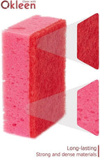 Pink Multi Use Scrub Sponges. Made in Europe. 9 Pack, 4.3x2.8x1.4 inches. Odorless Heavy Duty & Non Scratch Fiber. Durable and Delicate Scrubber for Kitchen & Bathroom, Housekeeping & Outdoors