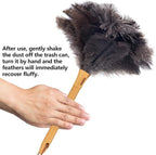 Genuine Ostrich Feather Duster, 16 inch Gray Ostrich Feather Duster with Wood Handle, Reusable Car Dusters, Eco-Friendly Handheld Cleaning Dusters for Home, Office and Kitchen