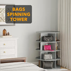 SpaceAid 4 Tier Rotating Shoe Rack Tower, Spinning Shoe Display Lazy Susan, Revolving 360 Shoe Rack Storage Round Carousel, Vertical Handbag Rotate Shoes Closet Organization (4-Tier Gray)