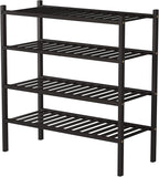 ROMGUAR CRAFT 4 Tier Bamboo Shoe Rack for Closet Free Standing Wood Shoe Shelf for Entryway Small Space Stackable 27"x11"x26" (Brown)