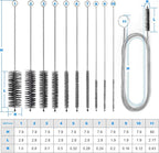 Cleaning Brushes Set, 10 Pieces 8 Inch Nylon Tube Brush + 60 Inch Flexible Long Drain Brush, Hose Pipe Brush, Suitable for Home Kitchen, Bathroom, Fish Tank, Water Pump Accessories (Black)