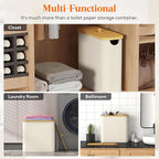 Lifewit Toilet Paper Storage Holder for 9 to 12 Rolls, Free Standing Toilet Paper Basket Stand with Bamboo Lid, Collapsible Fabric Bathroom Organizer Box for Mega Rolls, 23L, Large, White
