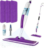 Spray Mops for Floor Cleaning Floor Mop with a Refillable Spray Bottle and 3 Washable Microfiber Pads Home or Commercial Use Dry Wet Flat Mop for Hardwood Laminate Wood (Pure Purple)
