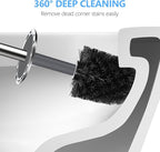SetSail Toilet Brush, Compact Size Toilet Bowl Brush and Holder Toilet Brushes for Bathroom with Stainless Steel Handle Toilet Cleaner Brush with Durable Scrubbing Bristles, 4 Packs, Gery