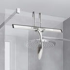 Simtive 14-Inch Shower Squeegee Set, Includes Shower Door Hook and Adhesive Hook, Squeegee for Shower Doors, Mirror and Window, Silver