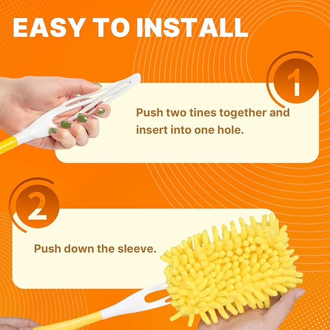 Reusable Duster Refill Compatible with Swiffer Hand Duster, 360 Duster Refills Only, Washable Pet Heavy Duty Dusters Refills for Swiffer Duster 3ft 6ft Extended Handle, 6 Pack (Handle is Not Included)