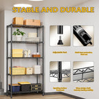 M MZG 1250 lbs 5 Tier Shelf Metal Storage Shelves Shelving Wire Rack Heavy Duty Closet Organizers for Garage Kitchen Bathroom Laundry Black 15.7" D x 33.5" W x 68.5" H