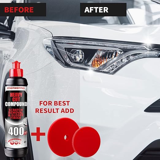 menzerna Heavy Cut Compound 400" Car Polish I Heavy Cut, Medium Cut & Finish I Buffing & Polishing Compound for Scratch Repair I for Scratches, Swirls & Holograms I Silicone Free I 16oz
