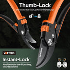 VOTREK® Pruning Shears, [Patented Stepless Handle Opening] - Garden Clippers with Ultra-Sharp SK5 Steel for Weak Hand, Pruners Universal Fit for All Hand Sizes, Effortlessly Cuts 1-Inch Branches