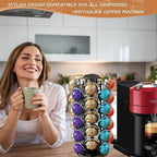 BLACKSMITH FAMILY Coffee Pods Holder Organizer, 360 Degrees Revolving Pod Carousel Compatible for 40 Nespresso Vertuo Pods No Assembly Required Nespresso Pods Holder Tower Stand,Piano Black