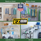 EZ Shelf - DIY Expandable Closet Shelf (NO Hanging Rod) - 28” to 48” - White - Easy to Install to 2 Sidewalls - (EZS-SW48) - Wire Closet Shelving Alternative