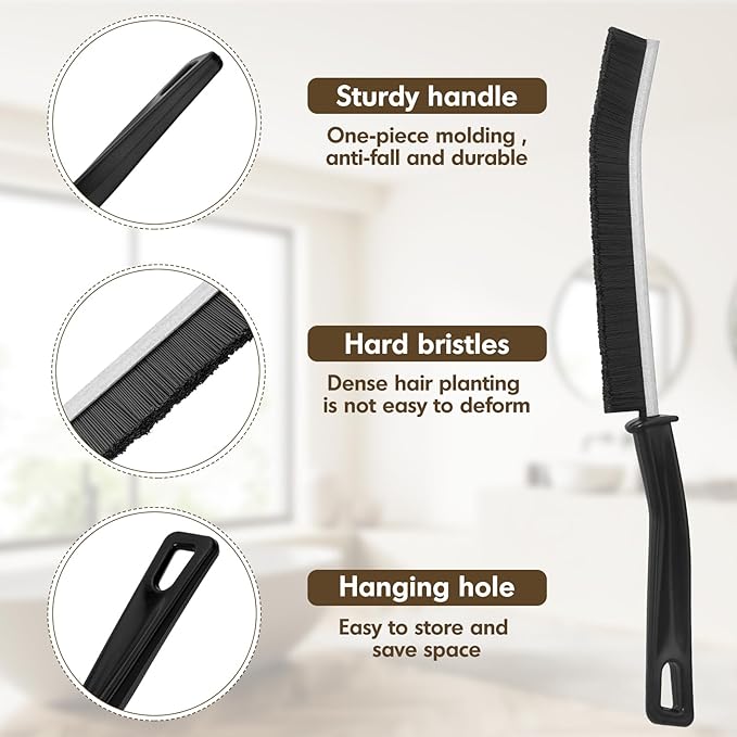 3P Crevice Cleaning Brush Hard Bristle Crevice Grout Cleaner Brush Thin Brush Gap Grout Cleaner for for Household Use, Bathroom, Kitchen