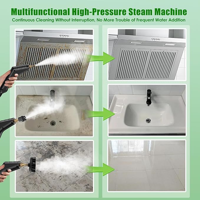 3BAR Steam Cleaner, 2200W Handheld Steam Cleaner whit 8 Accessories for Home Use, Fast Heat-Up in 12s, 1.2L Water Tank, Car-Portable Handheld Steamer for Cleaning Kitchen, Bathroom, Grout, Car