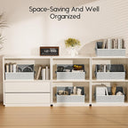 Large Closet Organizers and Storage Bins - 6 Pack Trapezoid Storage Baskets for Shelves, Foldable Fabric Baskets with Handles Ideal for Closet, Basket, Wardrobe and Shelf Storage, Light Grey