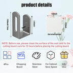 Aogigigio Under Cabinet Cutting Board Holder - 4 Pcs Cutting Board Holder Pot Lids Rack Storage Stainless Steel Under Shelf Counter Chopping Board(Grey)