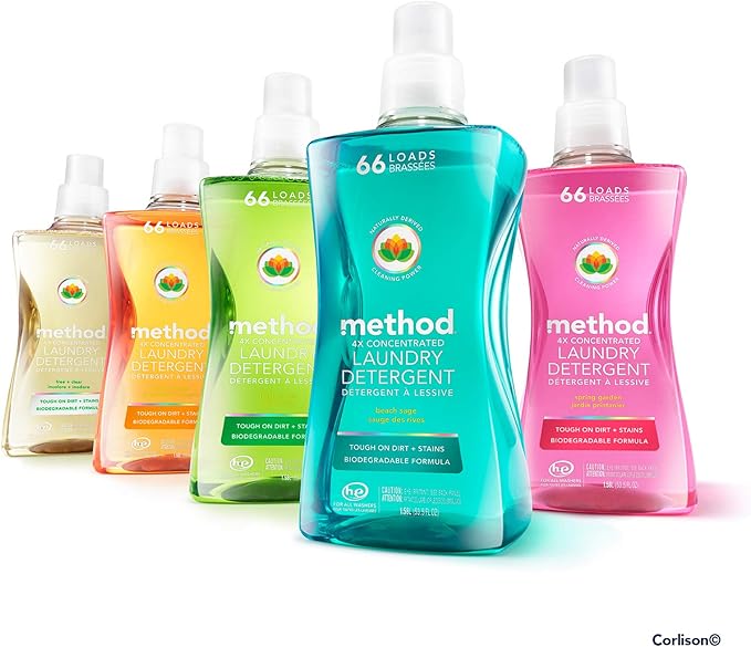 Method Liquid Laundry Detergent, Ginger Mango, 66 Loads Per Bottle, Hypoallergenic + Stain Remover, 53.5 Fl Oz (Pack of 1)