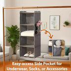 Hanging Closet Organizer 4 Shelf - Hanging Cube Organizer with Pockets, Sweater Shoe Storage, Max Storage for RV Closet, Grey (1)