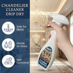 Crystal Chandelier Cleaner Spray, No-Wipe Drip Dry, Easy-to-Use Streak-Free Shine, Safe for Crystal Glass & Metal Fixtures, Ideal for High Ceiling Lighting (16.91 oz)