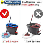 Spin Mop Replace Head for O Ceda Spinning EasyWring Rinse Clean Mop Refill, Mop Head Replacement fit 2 Tank System Mop Bucket, Microfiber, 2 Packs