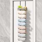 HapiRm Towel Racks for Bathroom Storage - 9 Tier Over The Door & Wall Mount Rolled Towel Storage Organizer Holder with Metal Shelf Basket for Small Bathroom, Camper, Rv - Patented