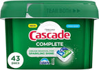 Cascade Complete Action Dishwasher Detergent Pods Fresh Scent Dishwasher Pods and Tablets, Powerful Dishwashing Detergent for Spotless Dishes, Grease-Fighting Dish Pods and Dish Tabs, 43 Count