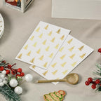 Horaldaily 50 Christmas Disposable Paper Decorative Guest Napkins, Gold Xmas Trees Hand Towel for Party Lunch Dinner Kitchen Bathroom