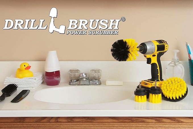 Bath Mat Scrubber - Shower Curtain - Cleaning Supplies - Grout Cleaner - Drill Brush Spin Scrubber Kit - Clean Sinks, Shower Stalls, Bathtub, Bidet, Toilet, Tile, Carpet, and Flooring - Bathroom Rugs