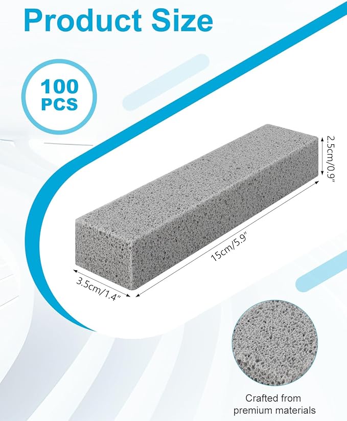 AOKLIT 100 Pcs Pumice Stick for Toilet Cleaning, Pumice Stone for Cleaning Stove Grates, Oven, Bathroom, Grill, Kitchen, Sinks,Toilet Hard Water Stain Remover