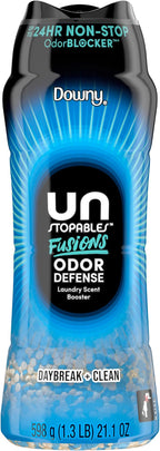 Downy Unstopables Fusions Odor Defense In-Wash Laundry Scent Booster Beads, Daybreak + Clean Scent, 21.1 OZ, 2-in-1 Laundry Beads for Odor Defense