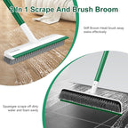 SetSail Upgraded Large 12 in Wide Floor Scrub Brush with 51-Inch Long Adjustable Handle 2 in 1 Scrape Brush Stiff Bristle Floor Scrubber for Cleaning Shower Bathroom Garage Kitchen Wall Deck Tub Tile