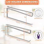 2 Pack Tumbler Lid Organizer, Horizontal Tumbler Lid Storage Hook Up to 20 Lids, Space Saving Cup Lid Holder Under Cabinet Tumbler Lid Hook for Kitchen Organizer, Paper Towel Hanger(Round&Flat, Grey)