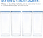 Vtopmart Extra Large Tall Airtight Food Storage Containers 4 Pieces 5.9qt / 6.5L-Plastic PBA Free Kitchen Pantry Canister for Spaghetti, Flour and Baking Supplies - Include 24 Labels, Blue