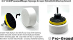 3.5” Drill Powered Magic Sponge Eraser 6 Pieces Kit with Drill Attachment | 25% Thicker Ultra Durable Melamine Cleaning Eraser Pads for Bathroom Kitchen Floors Walls Baseboards Crayon Marker and More