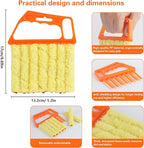 4Pcs Window Venetian Blind Cleaner Duster Tool,Feather Blind Duster for Cleaning,Washable 7 Finger Dusters Brush Dusting Cleaner Tool for Window Shutters Air Conditioner Vinyl Wood Blinds + 4 Cover