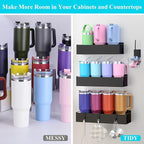 Metal Magnetic Water Bottle Holder for Refrigerator, Cup Holder Organizer for Stanley and Tumbler for Kitchen, 3 Pack, Jet Black