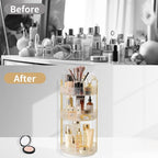 Asayuee 360 Rotating Makeup Organizer,3 Tier Large Capacity Make Up Organizers and Storage,Skincare Perfume Vanity Organizers,Bathroom Cosmetics Storage Organizer Countertop(Clear)