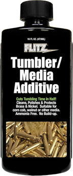Flitz Tumbler Media Additive - 16oz Bottle of USA-Made Brass Cleaner Reloading Liquid for Ammo, Copper, & All Metals - Ammonia-Free Tumbling Polish to Remove Oxidation, Powder Residue (1 Pack)