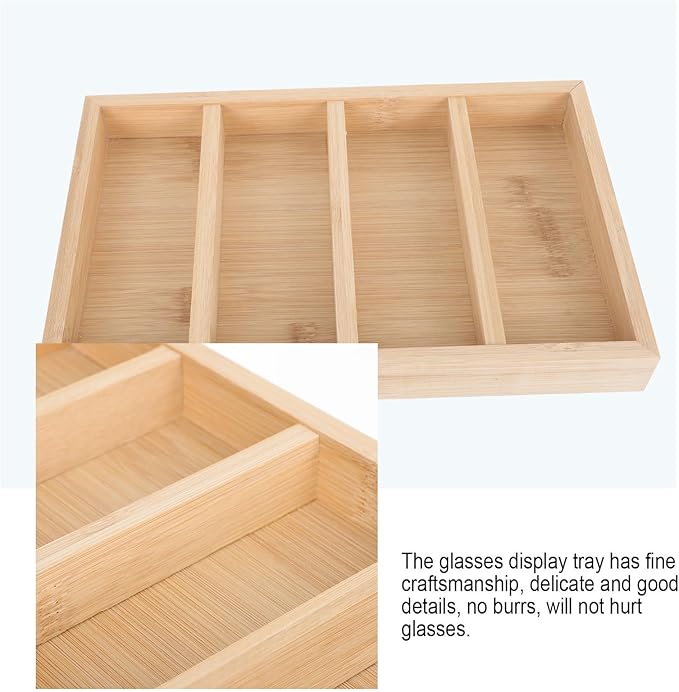 Wooden Glasses Storage Tray Eyeglasses Display Rack Multi-Compartment Sunglasses Organizer for Home Desk Eyewear Storage with 4pcs Set