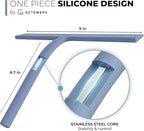 GÜTEWERK Silicone Shower Squeegee for Glass Doors & Mirrors with Stainless Steel Core, Streak-Free & No-Squeak Window Cleaning, 3-in-1 No-Drill Mount (Hook/Suction/Adhesive),Blue, 9 Inches