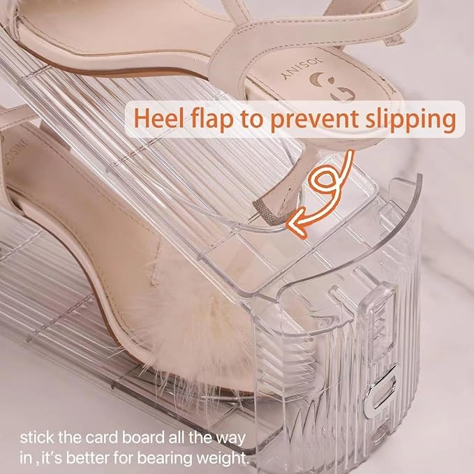 shoe slots organizer, Clear Shoe Stacker, Adjustable Level Shoe Rack,Storage Space Saver for Sneakers Display (Transparent, 16Pack)