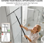 Shower Squeegee with Long Handle, 15-51" Telescopic Squeegee for Window Cleaning, Shower Squeegee for Glass Doors, Extendable Window Cleaner Tool for Tile Walls, Sliding Door, Floor, Car Windshield