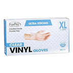 ForPro Disposable Vinyl Gloves, Clear, Industrial Grade, Powder-Free, Latex-Free, Non-Sterile, Food Safe, 2.75 Mil. Palm, 3.9 Mil. Fingers, X-Large, 100-Count (Pack of 10)