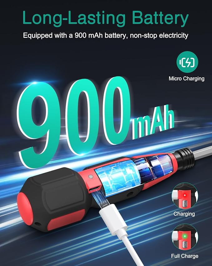 ORIA Electric Screwdriver Set, Rechargeable Cordless Screwdriver, Power Screwdriver, Small Repair Tool Kit with LED Light, 1/4'' Bit Holder, for Phones, Glasses, Camera, Laptop