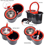 Mop Bucket with Wringer Set, 360 Rotation Mop Bucket Systerm for Floor Cleaning with 3 Microfiber Mop Head for Office and Home Use, Black (20QT)