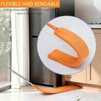 Retractable Gap Feather Duster with 3 Washable Microfiber Cloths, Extendable Cleaning Tool with Long Extension Pole 110 Inch, Under Appliance & Furniture Duster for Home Cleaning (Orange)