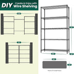 5-Tier Storage Shelves 72" H Wire Shelving, Adjustable Metal Shelving Pantry Shelves, 1325LBS Heavy Duty Rack with Shelf Liners for Garage Commercial Kitchen, 36" W x 14" D x 72" H, Black